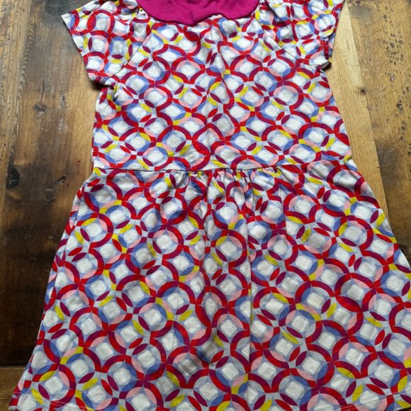 TEA COLLECTION Fuchsia Pink Gray Circle Print Dress Girl's Sz 7 Short Sleeve - Picture 3 of 4